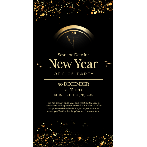 Clock New Year Office Party Invite